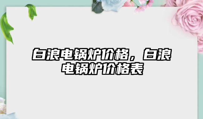 白浪電鍋爐價格，白浪電鍋爐價格表