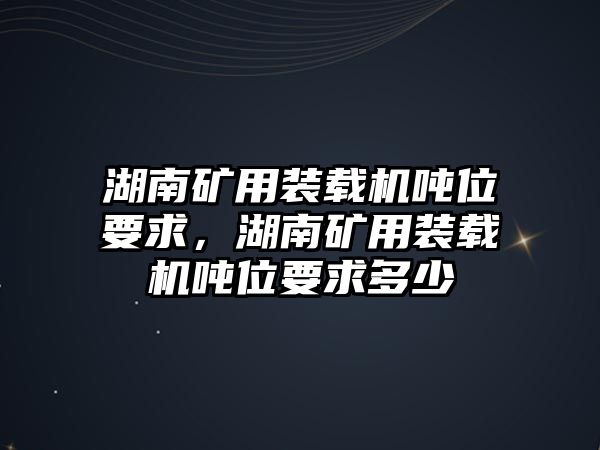 湖南礦用裝載機(jī)噸位要求，湖南礦用裝載機(jī)噸位要求多少