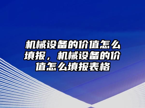 機械設(shè)備的價值怎么填報，機械設(shè)備的價值怎么填報表格