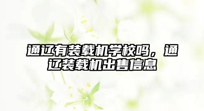 通遼有裝載機學(xué)校嗎，通遼裝載機出售信息