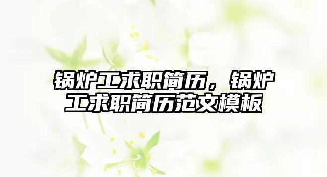 鍋爐工求職簡(jiǎn)歷，鍋爐工求職簡(jiǎn)歷范文模板