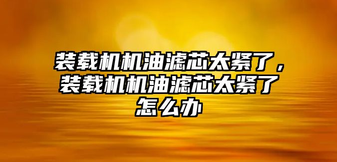 裝載機(jī)機(jī)油濾芯太緊了，裝載機(jī)機(jī)油濾芯太緊了怎么辦