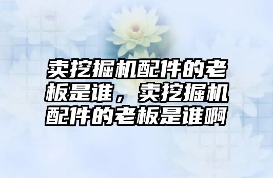 賣挖掘機配件的老板是誰，賣挖掘機配件的老板是誰啊