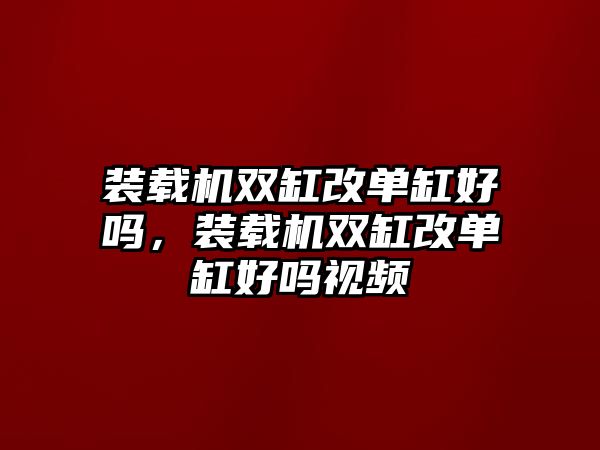 裝載機雙缸改單缸好嗎，裝載機雙缸改單缸好嗎視頻