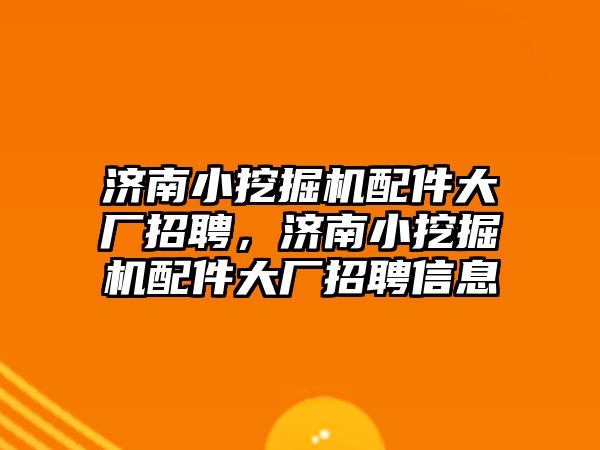 濟南小挖掘機配件大廠招聘，濟南小挖掘機配件大廠招聘信息