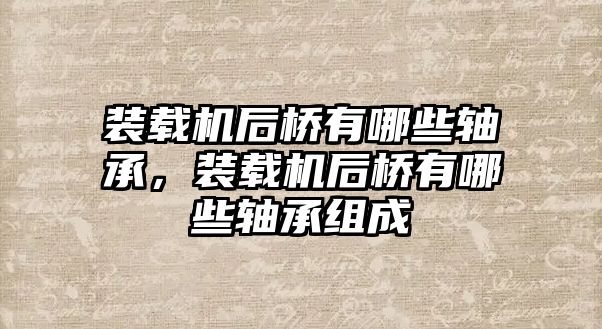 裝載機后橋有哪些軸承，裝載機后橋有哪些軸承組成