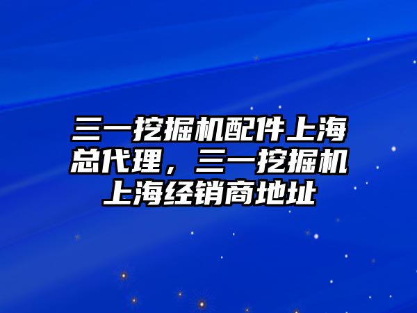 三一挖掘機(jī)配件上海總代理，三一挖掘機(jī)上海經(jīng)銷商地址