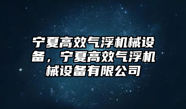 寧夏高效氣浮機械設(shè)備，寧夏高效氣浮機械設(shè)備有限公司