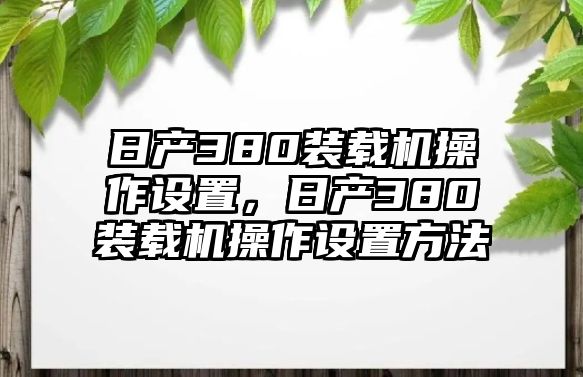 日產(chǎn)380裝載機(jī)操作設(shè)置，日產(chǎn)380裝載機(jī)操作設(shè)置方法