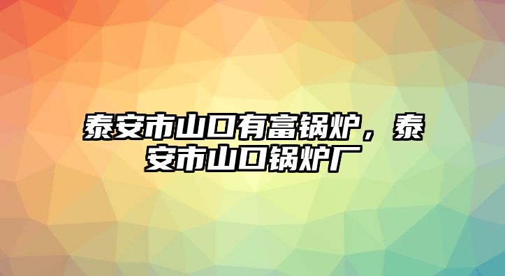 泰安市山口有富鍋爐，泰安市山口鍋爐廠