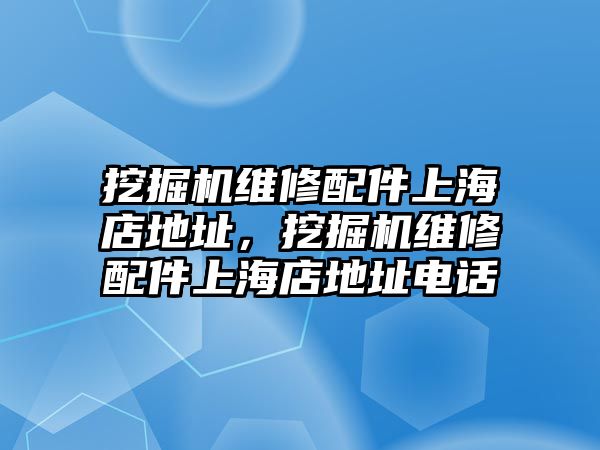 挖掘機(jī)維修配件上海店地址，挖掘機(jī)維修配件上海店地址電話