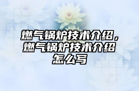 燃氣鍋爐技術(shù)介紹，燃氣鍋爐技術(shù)介紹怎么寫