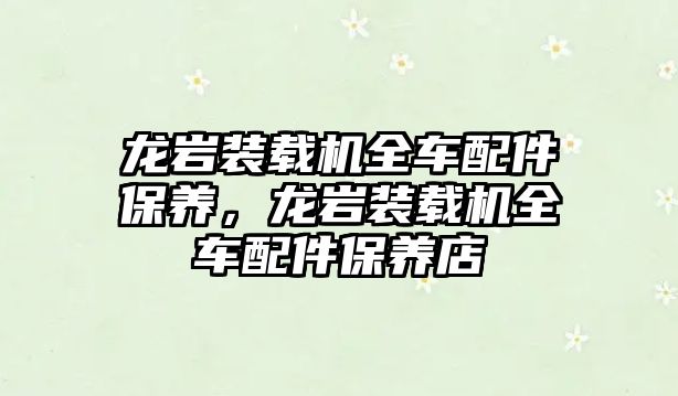 龍巖裝載機全車配件保養(yǎng)，龍巖裝載機全車配件保養(yǎng)店