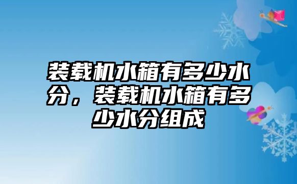 裝載機(jī)水箱有多少水分，裝載機(jī)水箱有多少水分組成