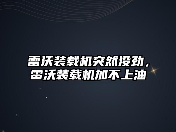 雷沃裝載機突然沒勁，雷沃裝載機加不上油