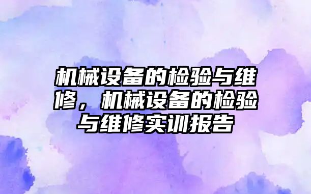 機械設(shè)備的檢驗與維修，機械設(shè)備的檢驗與維修實訓(xùn)報告