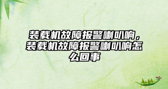 裝載機(jī)故障報警喇叭響，裝載機(jī)故障報警喇叭響怎么回事