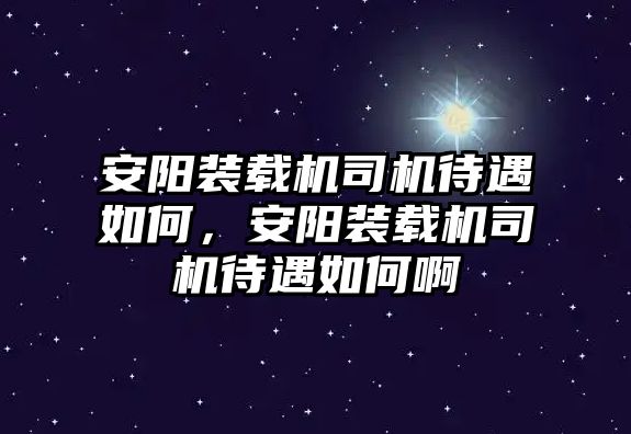 安陽裝載機(jī)司機(jī)待遇如何，安陽裝載機(jī)司機(jī)待遇如何啊