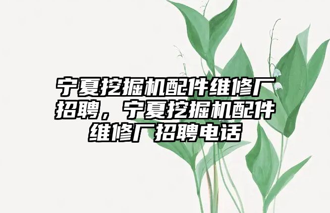 寧夏挖掘機(jī)配件維修廠招聘，寧夏挖掘機(jī)配件維修廠招聘電話