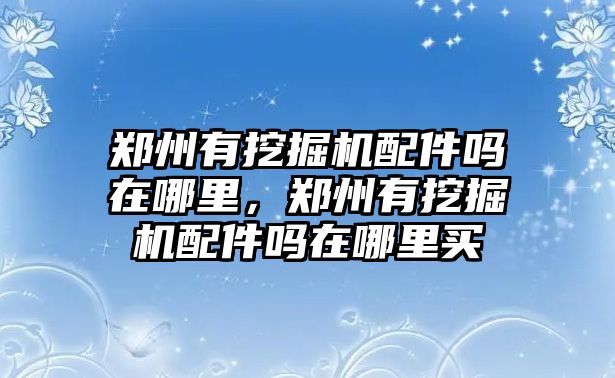 鄭州有挖掘機配件嗎在哪里，鄭州有挖掘機配件嗎在哪里買