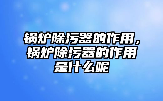 鍋爐除污器的作用，鍋爐除污器的作用是什么呢