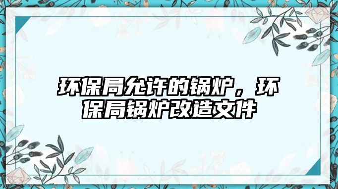 環(huán)保局允許的鍋爐，環(huán)保局鍋爐改造文件