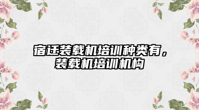 宿遷裝載機(jī)培訓(xùn)種類有，裝載機(jī)培訓(xùn)機(jī)構(gòu)