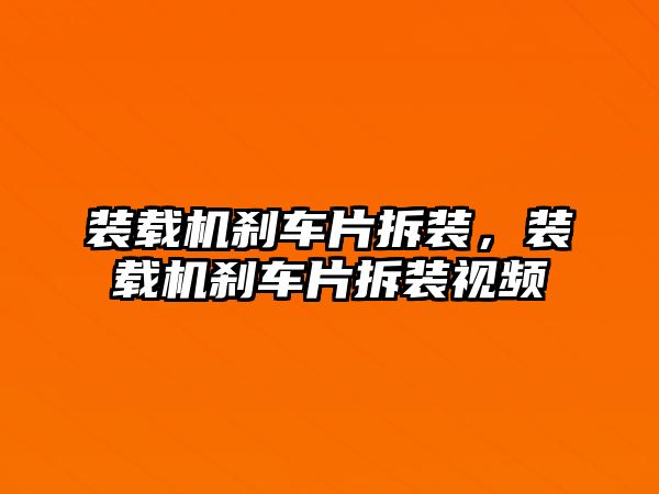 裝載機(jī)剎車片拆裝，裝載機(jī)剎車片拆裝視頻