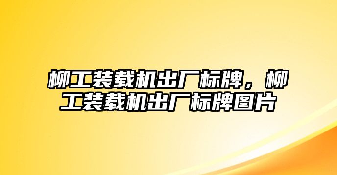 柳工裝載機(jī)出廠標(biāo)牌，柳工裝載機(jī)出廠標(biāo)牌圖片