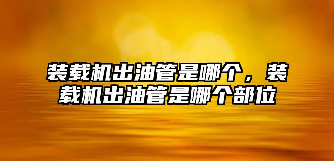 裝載機(jī)出油管是哪個(gè)，裝載機(jī)出油管是哪個(gè)部位