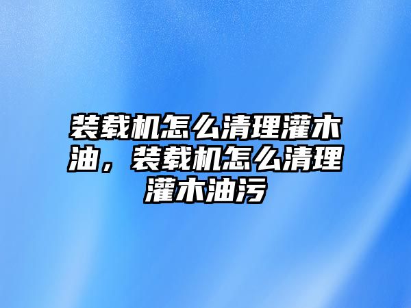 裝載機(jī)怎么清理灌木油，裝載機(jī)怎么清理灌木油污