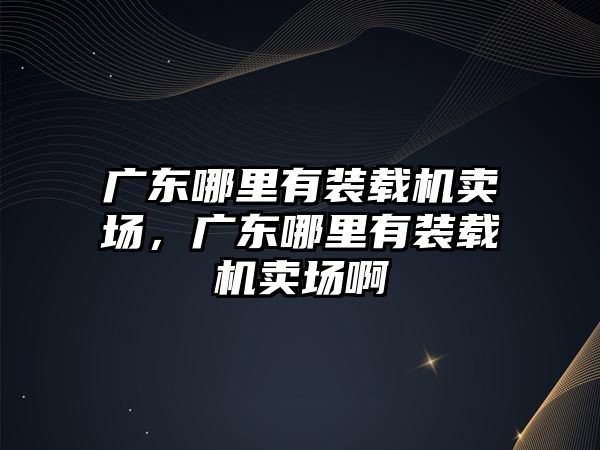 廣東哪里有裝載機賣場，廣東哪里有裝載機賣場啊