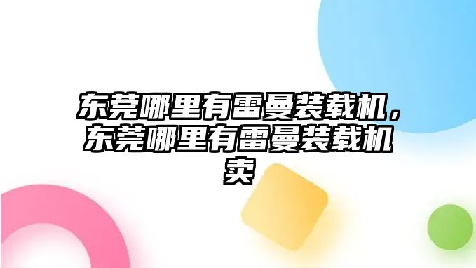 東莞哪里有雷曼裝載機，東莞哪里有雷曼裝載機賣