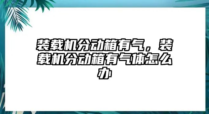 裝載機(jī)分動(dòng)箱有氣，裝載機(jī)分動(dòng)箱有氣體怎么辦