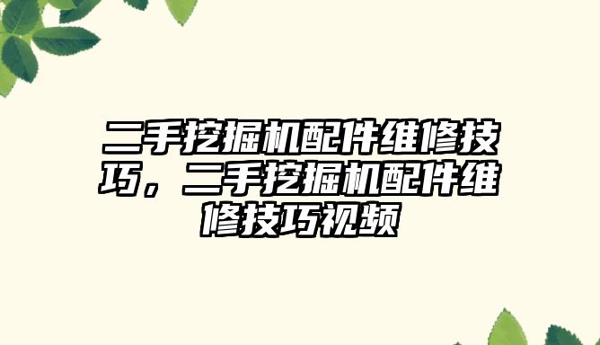 二手挖掘機配件維修技巧，二手挖掘機配件維修技巧視頻