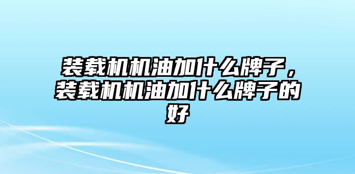 裝載機(jī)機(jī)油加什么牌子，裝載機(jī)機(jī)油加什么牌子的好