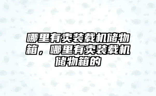 哪里有賣裝載機儲物箱，哪里有賣裝載機儲物箱的