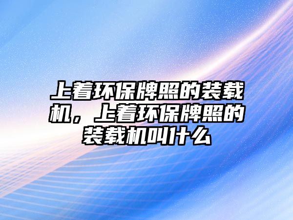 上著環(huán)保牌照的裝載機，上著環(huán)保牌照的裝載機叫什么