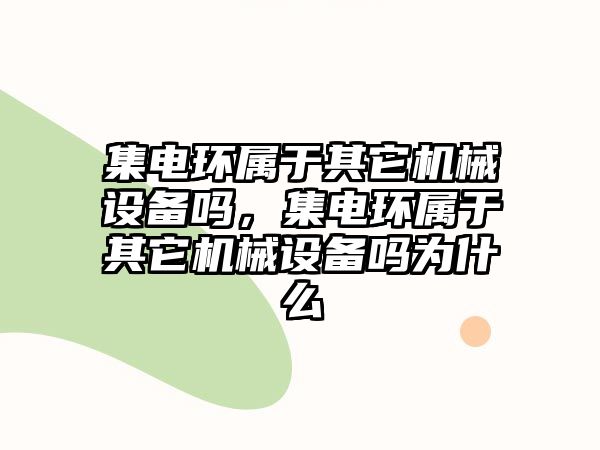 集電環(huán)屬于其它機械設備嗎，集電環(huán)屬于其它機械設備嗎為什么