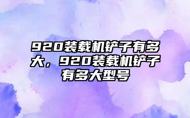 920裝載機(jī)鏟子有多大，920裝載機(jī)鏟子有多大型號(hào)