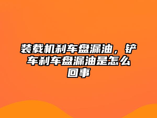 裝載機剎車盤漏油，鏟車剎車盤漏油是怎么回事