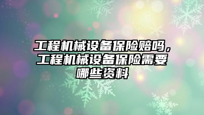 工程機(jī)械設(shè)備保險賠嗎，工程機(jī)械設(shè)備保險需要哪些資料