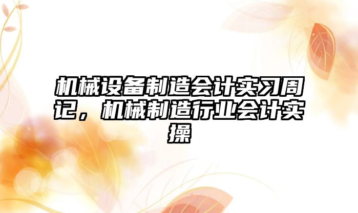 機械設(shè)備制造會計實習周記，機械制造行業(yè)會計實操