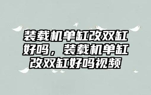 裝載機(jī)單缸改雙缸好嗎，裝載機(jī)單缸改雙缸好嗎視頻