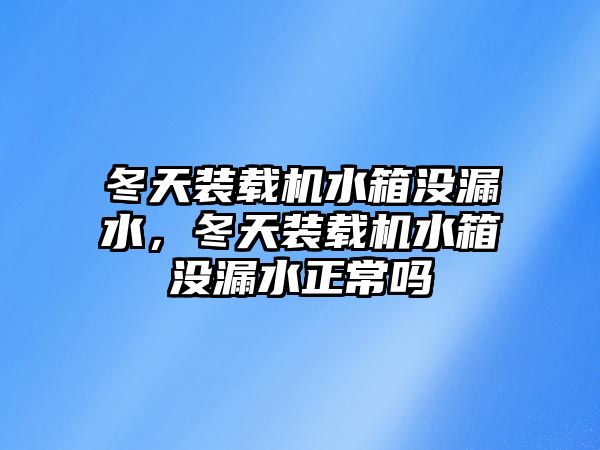 冬天裝載機水箱沒漏水，冬天裝載機水箱沒漏水正常嗎