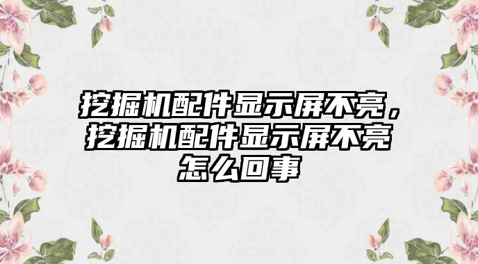 挖掘機配件顯示屏不亮，挖掘機配件顯示屏不亮怎么回事