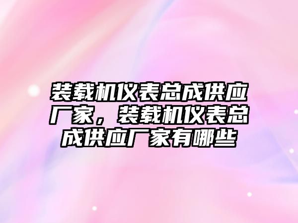 裝載機(jī)儀表總成供應(yīng)廠家，裝載機(jī)儀表總成供應(yīng)廠家有哪些