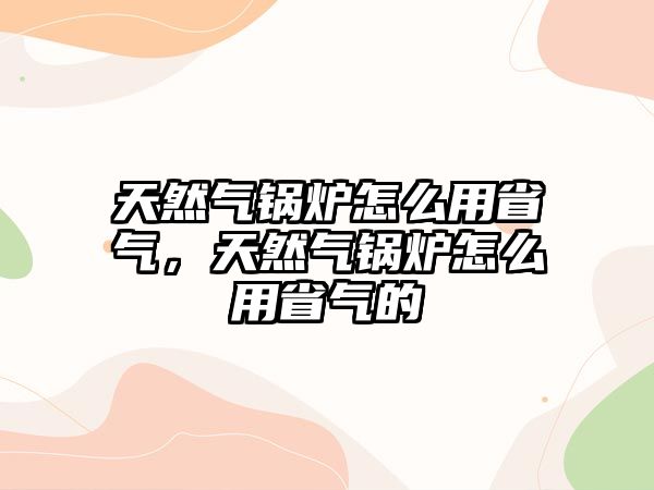 天然氣鍋爐怎么用省氣，天然氣鍋爐怎么用省氣的