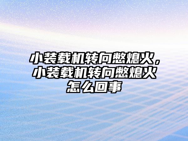 小裝載機轉向憋熄火，小裝載機轉向憋熄火怎么回事