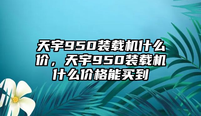 天宇950裝載機(jī)什么價(jià)，天宇950裝載機(jī)什么價(jià)格能買到